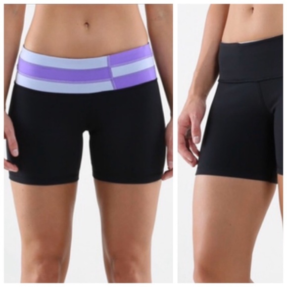 Lululemon Purple and Black Groove Shorts - Picture 2 of 5